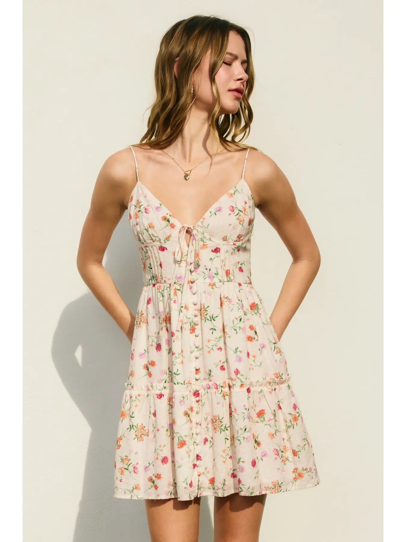 Honey Butter Corset Tiered Mini Dress