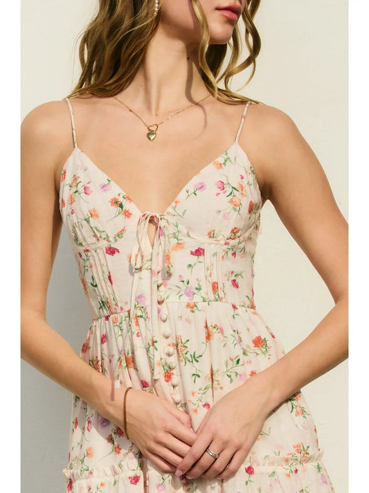 Honey Butter Corset Tiered Mini Dress