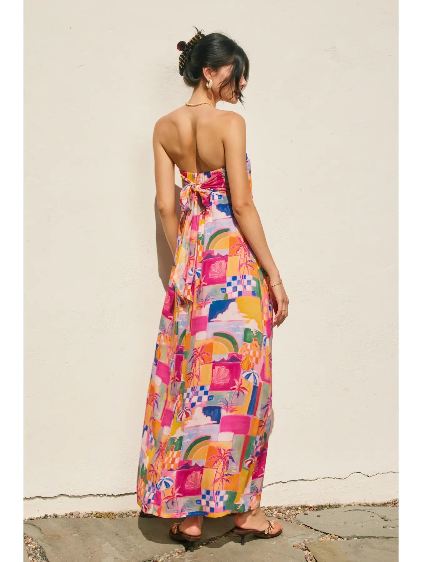 Island Bahamas Strapless Tie Back Maxi Dress