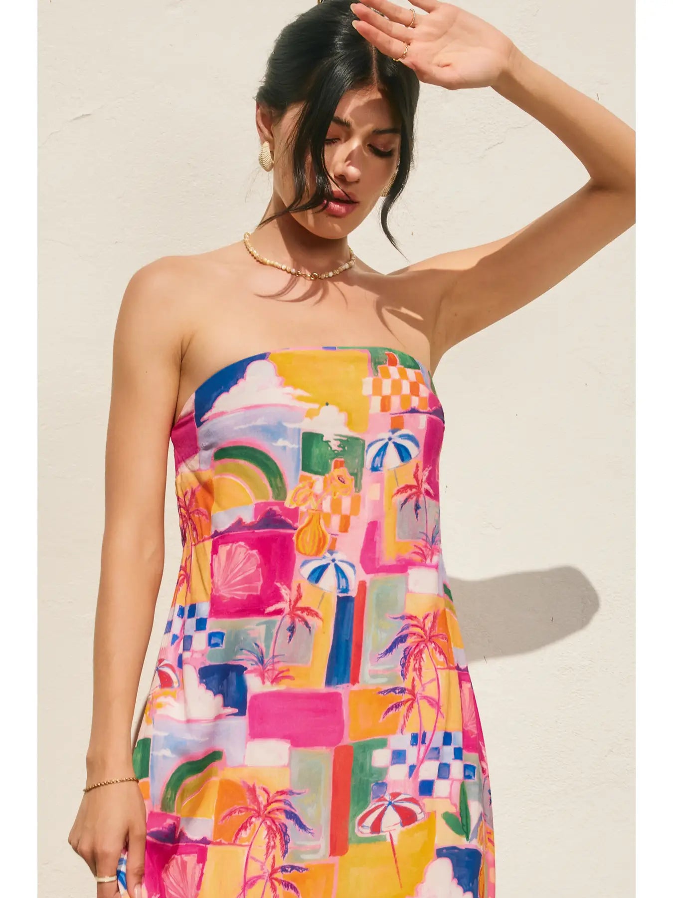 Island Bahamas Strapless Tie Back Maxi Dress