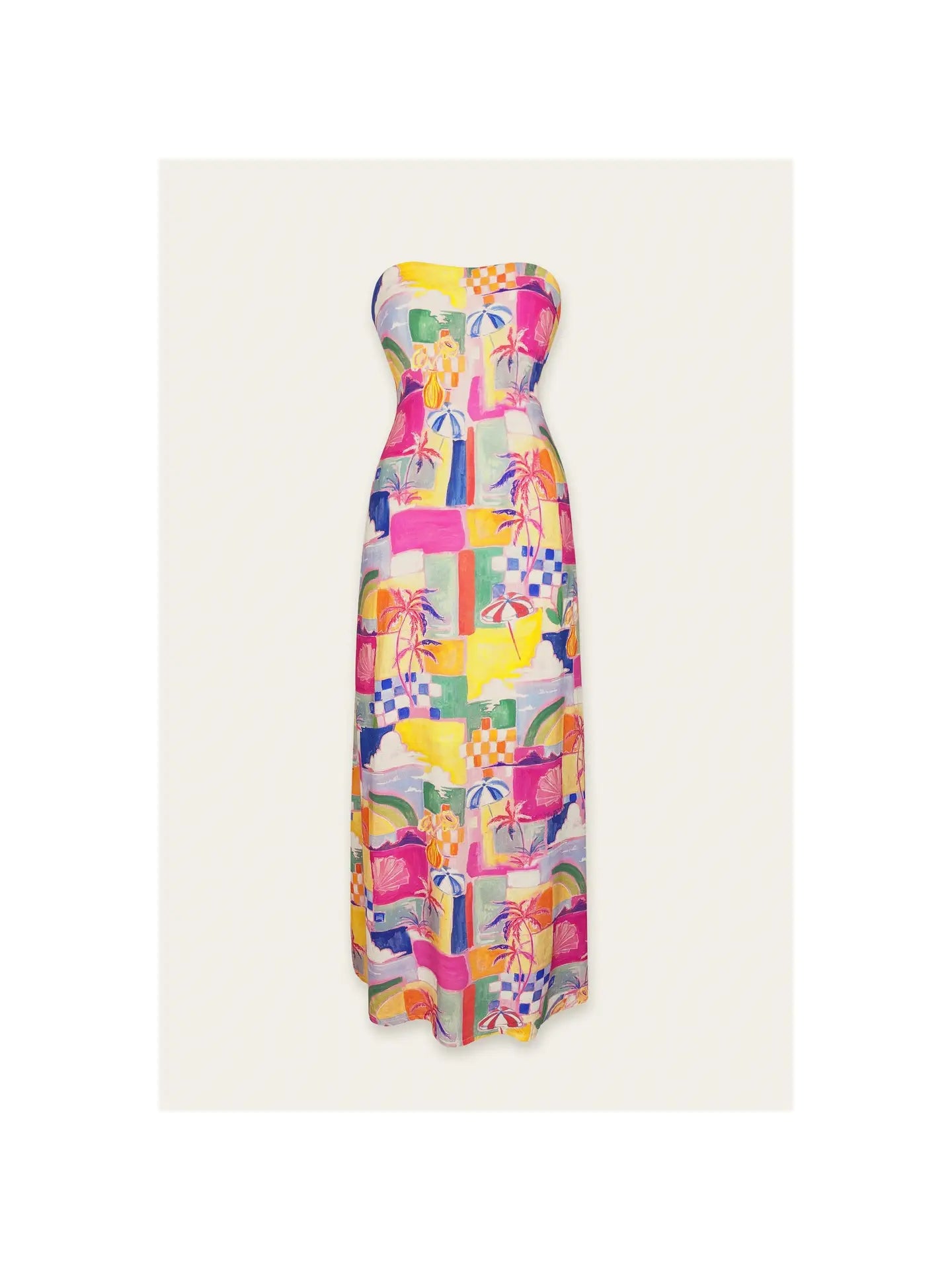 Island Bahamas Strapless Tie Back Maxi Dress