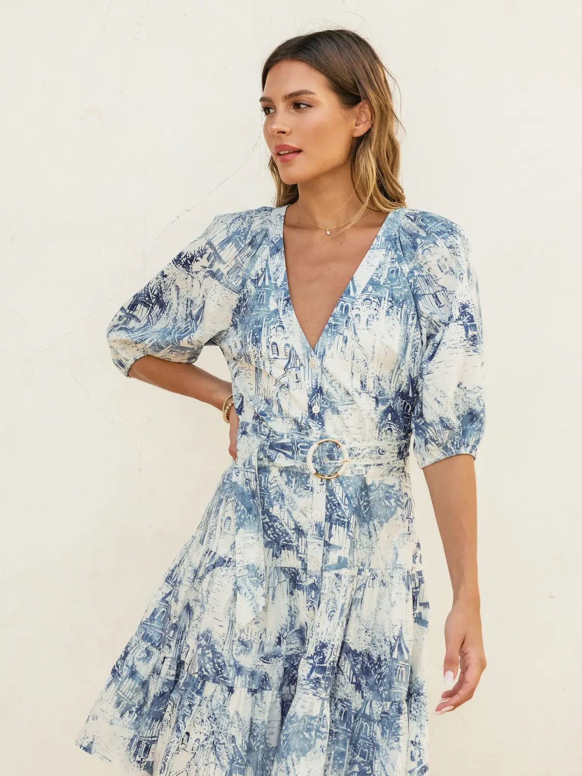 Coastline Circle Trim Belt Mini Dress