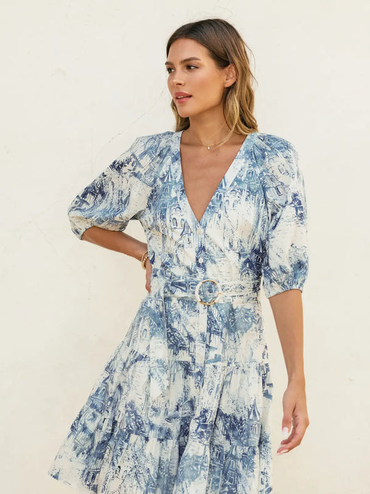 Coastline Circle Trim Belt Mini Dress