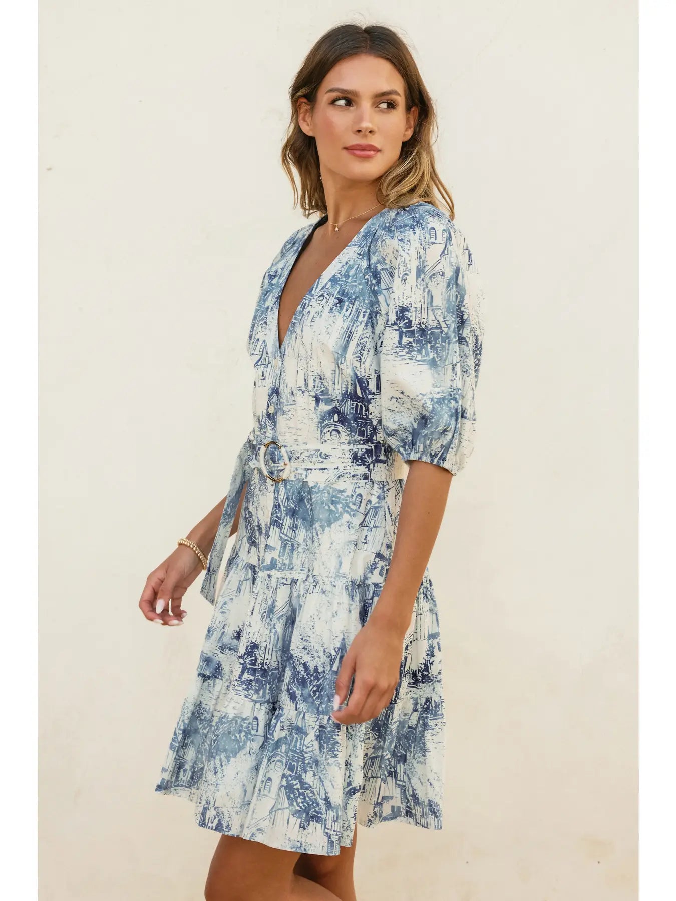 Coastline Circle Trim Belt Mini Dress