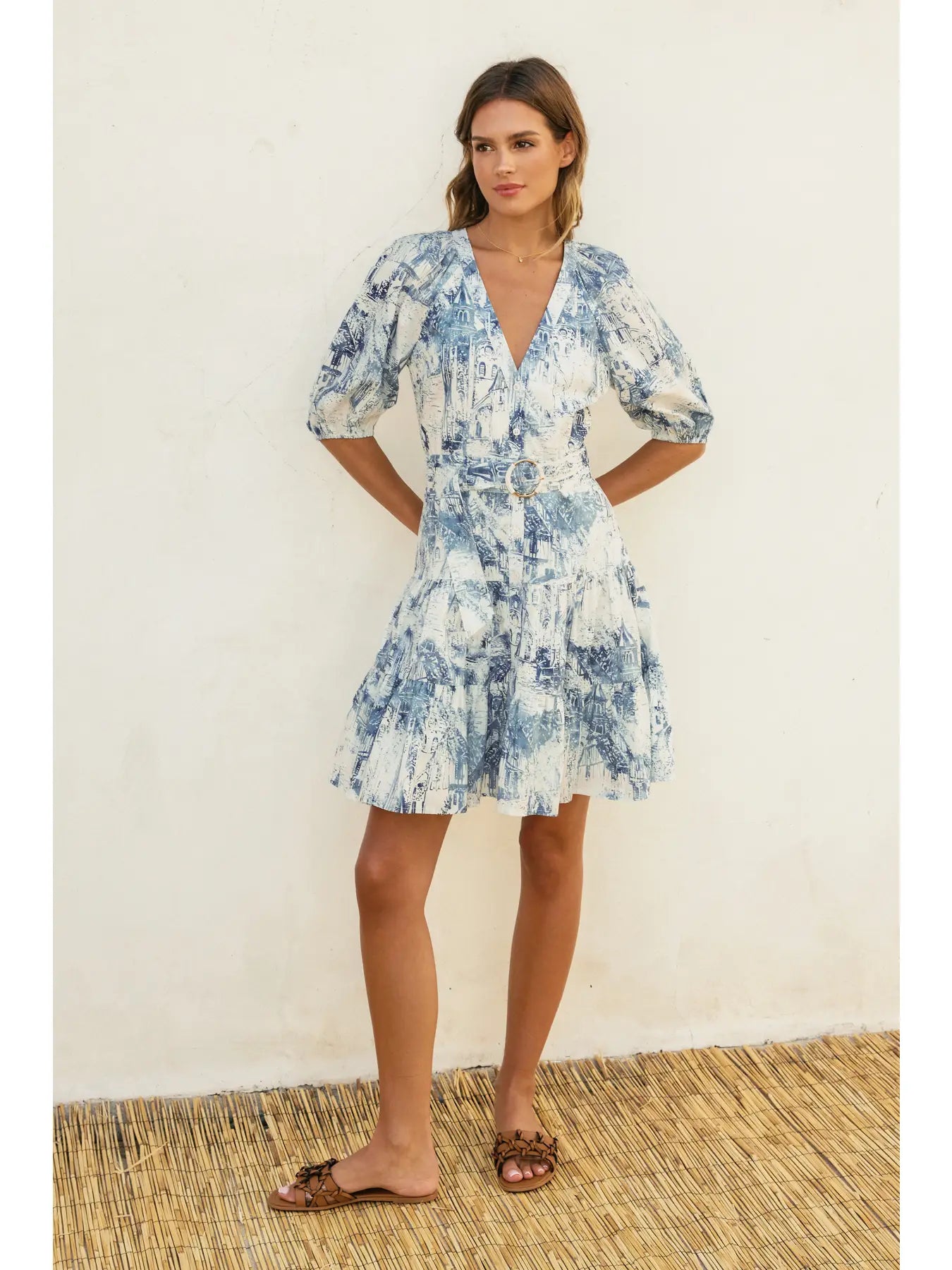 Coastline Circle Trim Belt Mini Dress