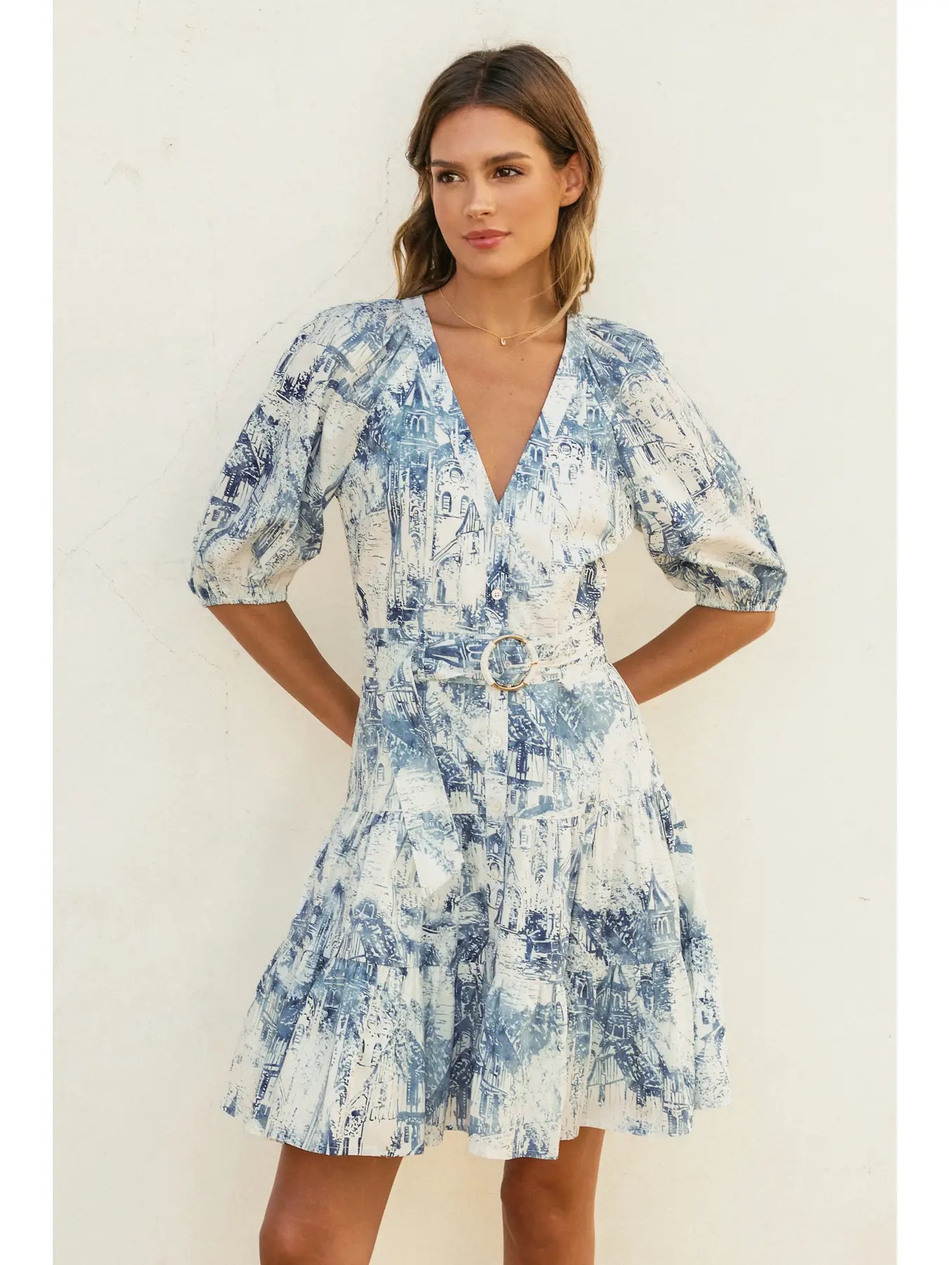 Coastline Circle Trim Belt Mini Dress