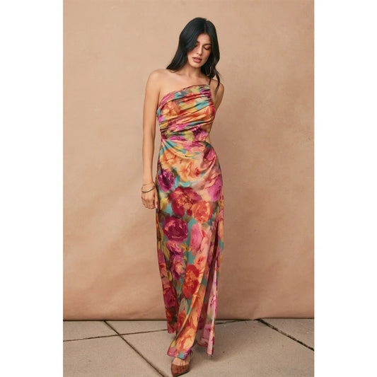 No One Else One Shoulder Ruched Maxi Dress