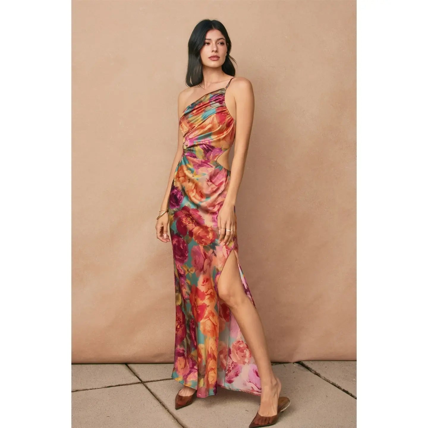 No One Else One Shoulder Ruched Maxi Dress