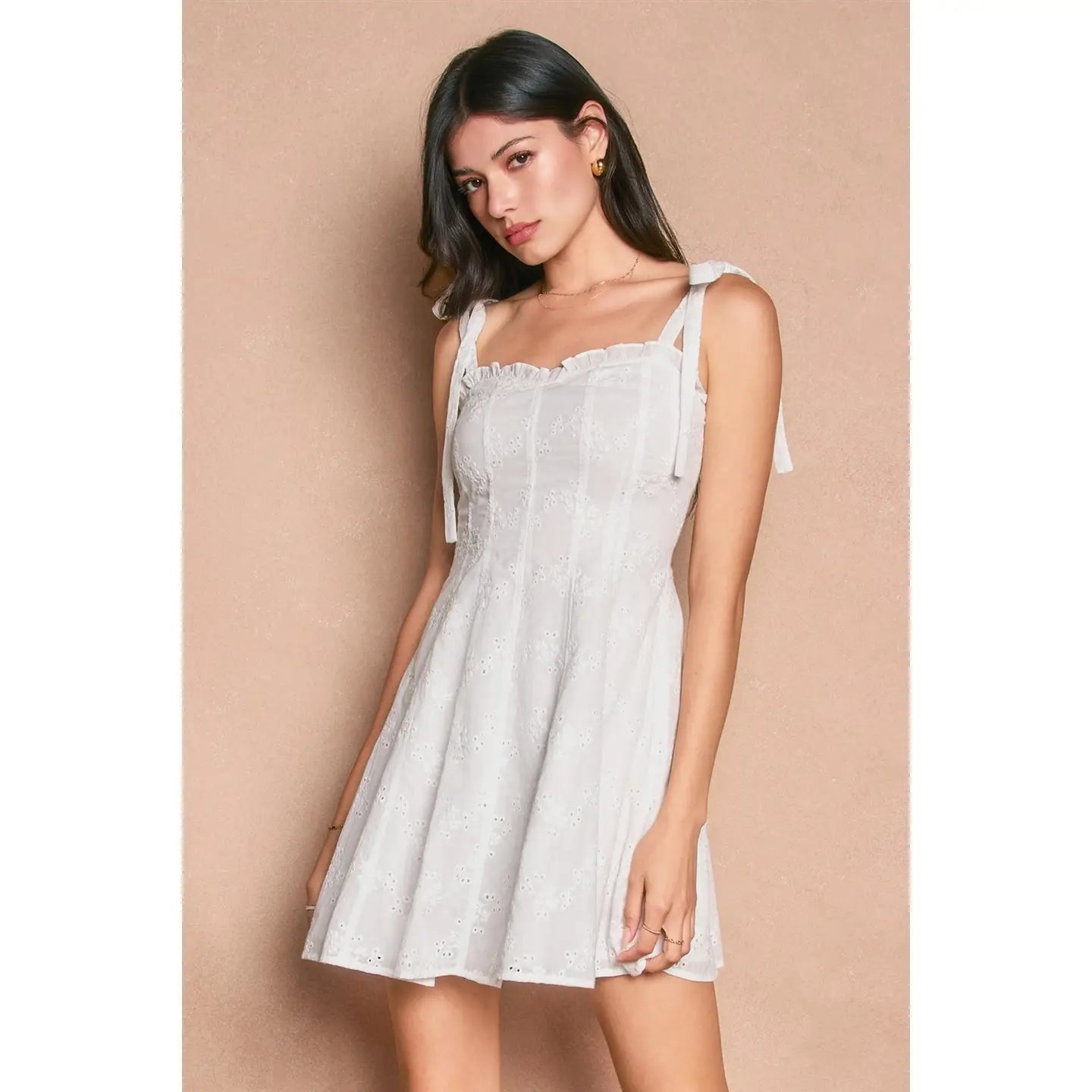 Veil of Light Sweetheart Paneled Mini Dress