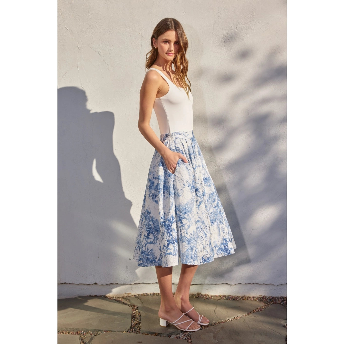 Coastline Structured Circular Midi Skirt