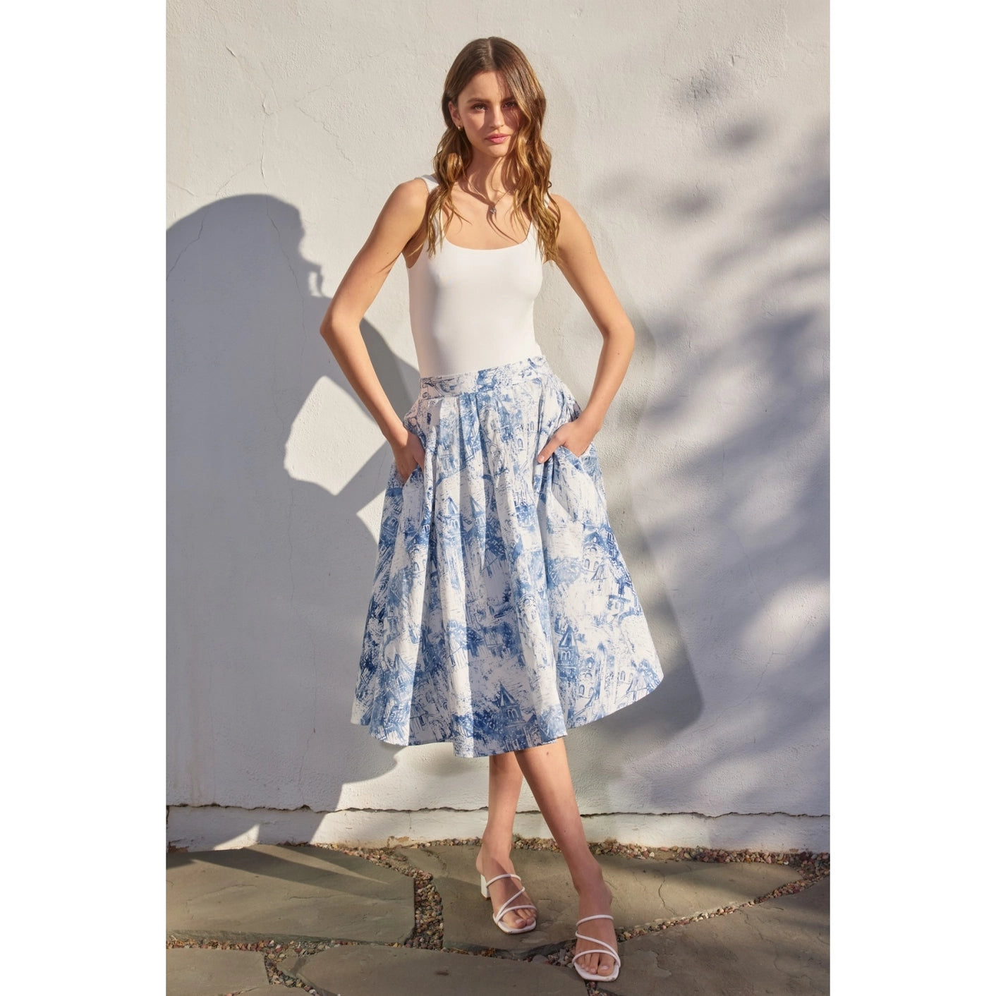 Coastline Structured Circular Midi Skirt