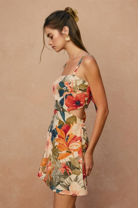 Countryside Bird Cutout Mini Dress