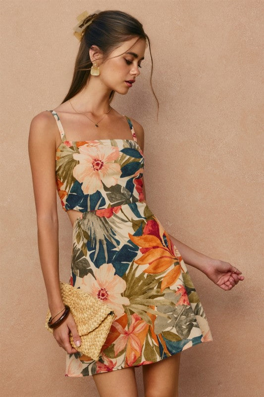 Countryside Bird Cutout Mini Dress