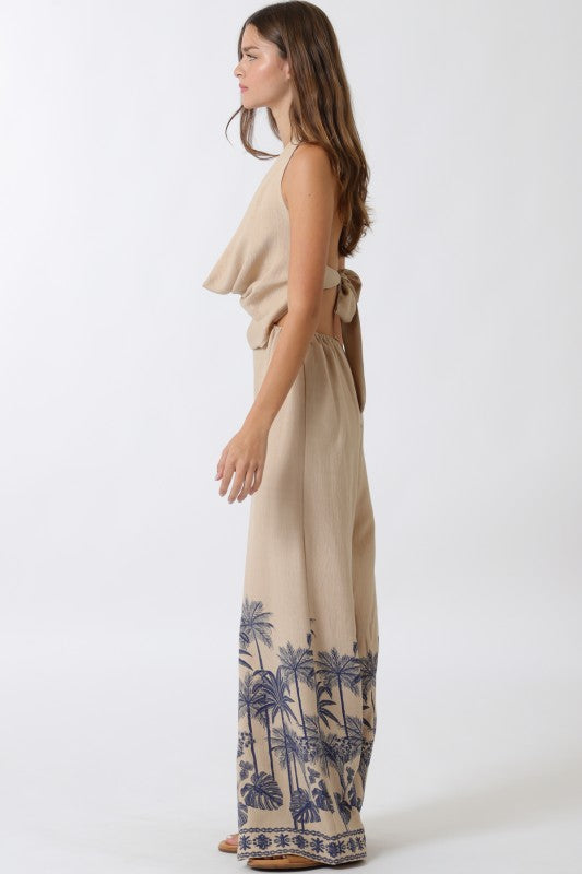 Boader Print Haulter Jumpsuit