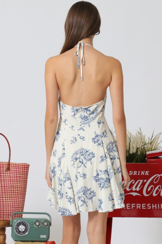Halter Neck Twisted Chest Mini Dress