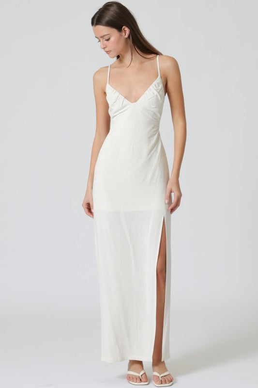 Thin Adjustable Strap Tie Back Chest Maxi Dress