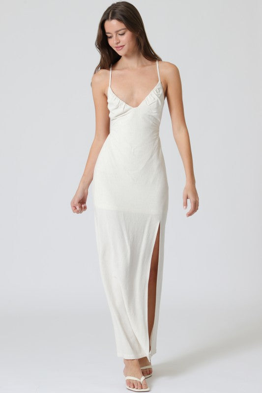 Thin Adjustable Strap Tie Back Chest Maxi Dress