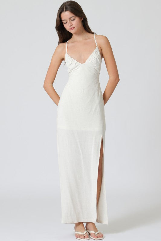 Thin Adjustable Strap Tie Back Chest Maxi Dress