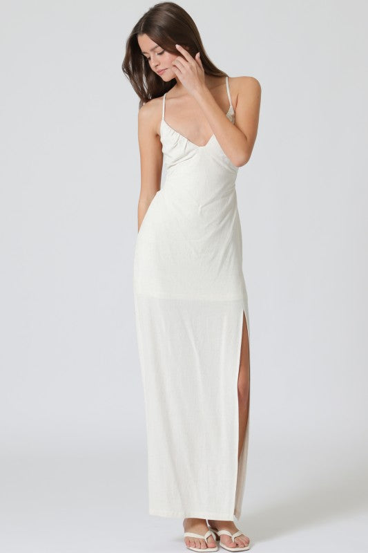Thin Adjustable Strap Tie Back Chest Maxi Dress