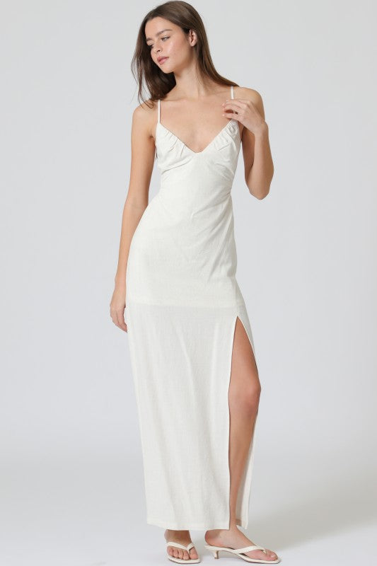 Thin Adjustable Strap Tie Back Chest Maxi Dress