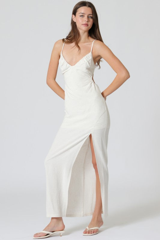 Thin Adjustable Strap Tie Back Chest Maxi Dress