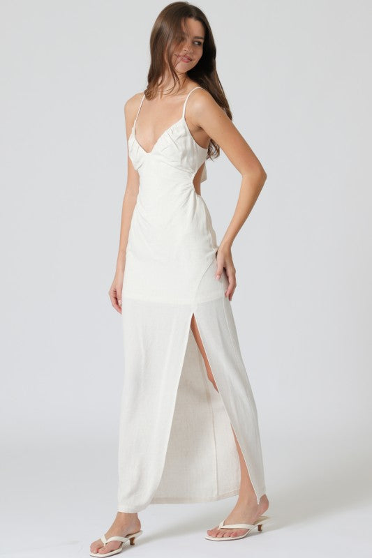 Thin Adjustable Strap Tie Back Chest Maxi Dress