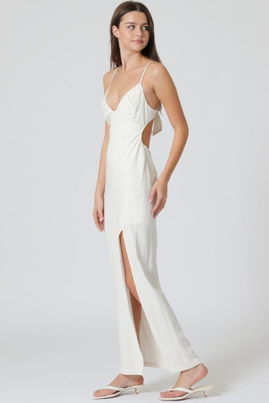 Thin Adjustable Strap Tie Back Chest Maxi Dress