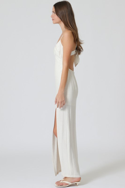 Thin Adjustable Strap Tie Back Chest Maxi Dress