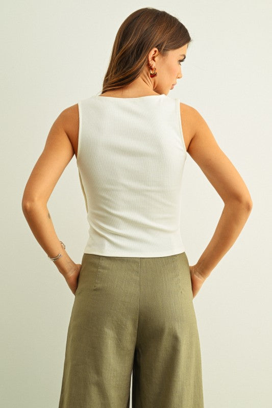 Sleeveless Side Button Top