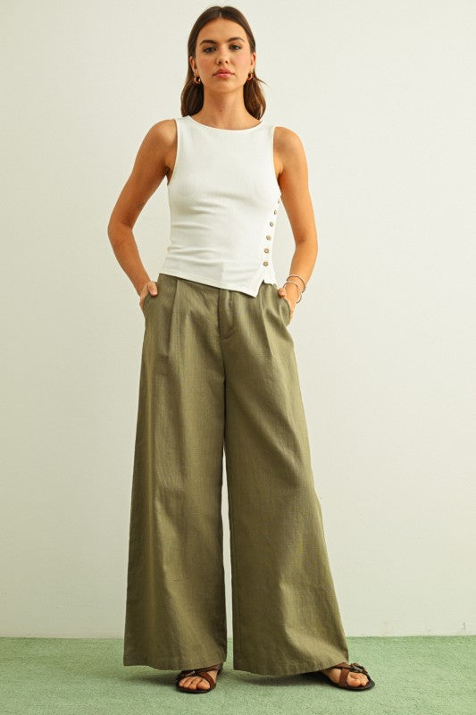Sleeveless Side Button Top