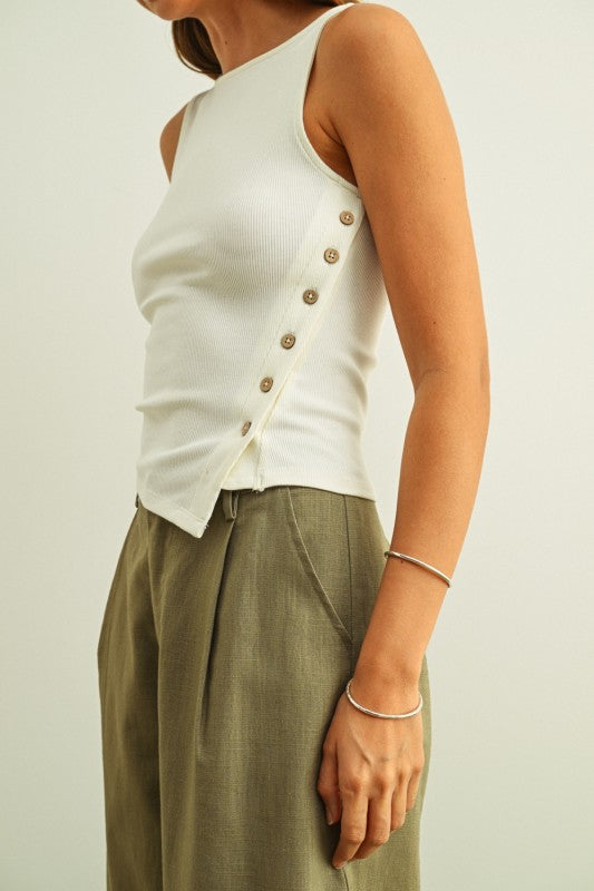 Sleeveless Side Button Top