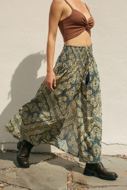 Stay Cute Smocked Hip Midi Skirt