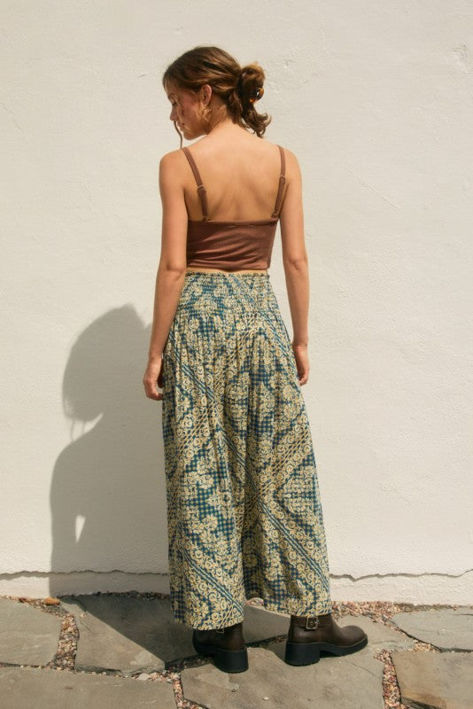 Stay Cute Smocked Hip Midi Skirt