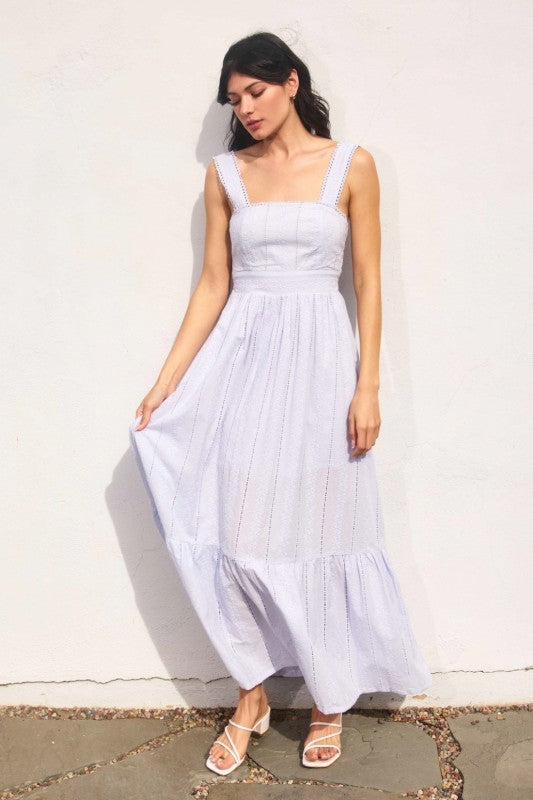 Sunbeam Eyelet Lace Trim Maxi Dress