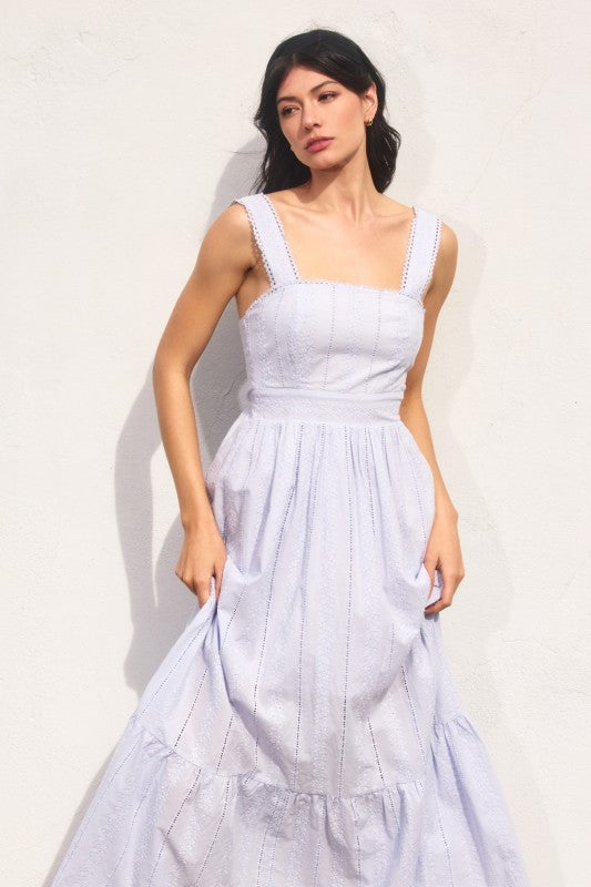 Sunbeam Eyelet Lace Trim Maxi Dress