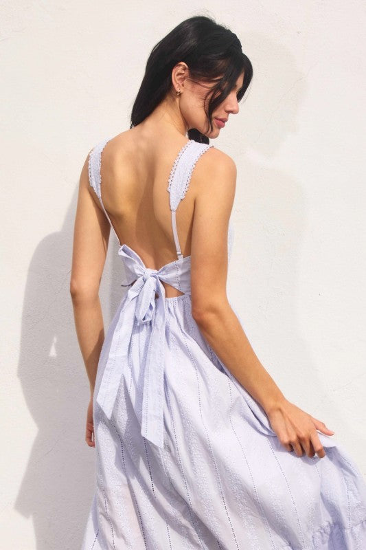 Sunbeam Eyelet Lace Trim Maxi Dress