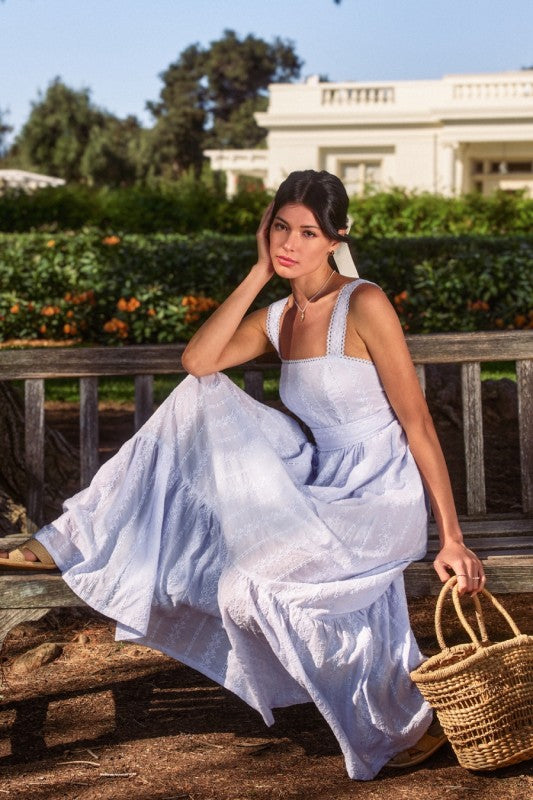 Sunbeam Eyelet Lace Trim Maxi Dress