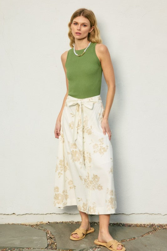 A Moment In Time Button Placket A-line Midi Skirt