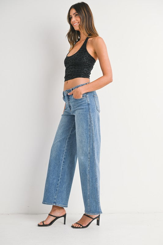 Just Black Denim Seamed Wide Leg Jeans