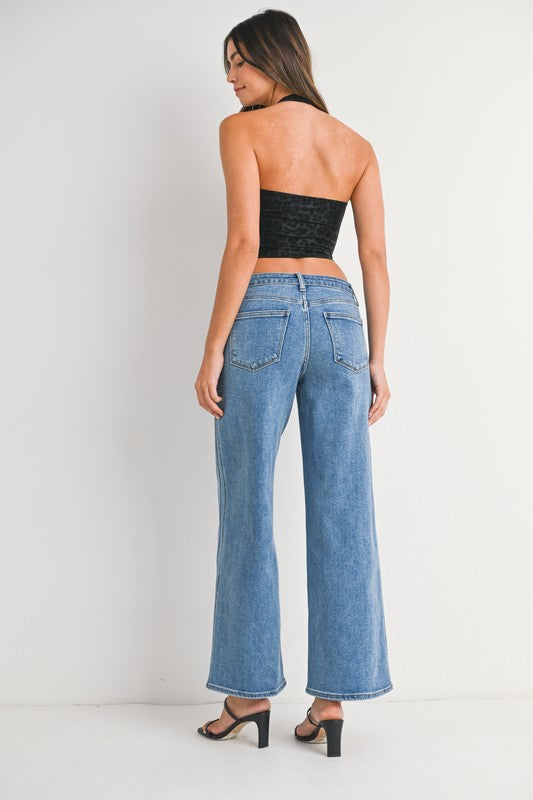 Just Black Denim Seamed Wide Leg Jeans