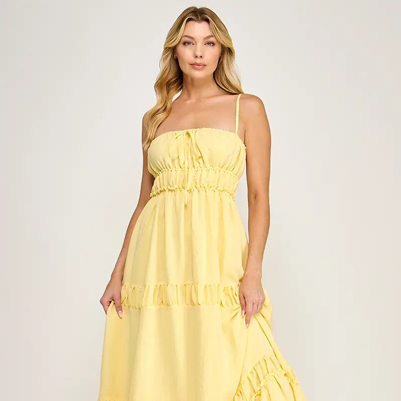 Crinkle Gauze Straps Maxi Dress