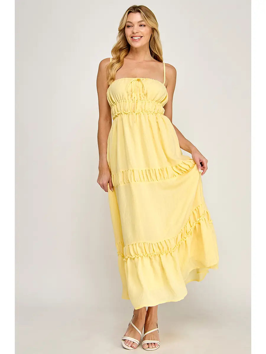 Crinkle Gauze Straps Maxi Dress