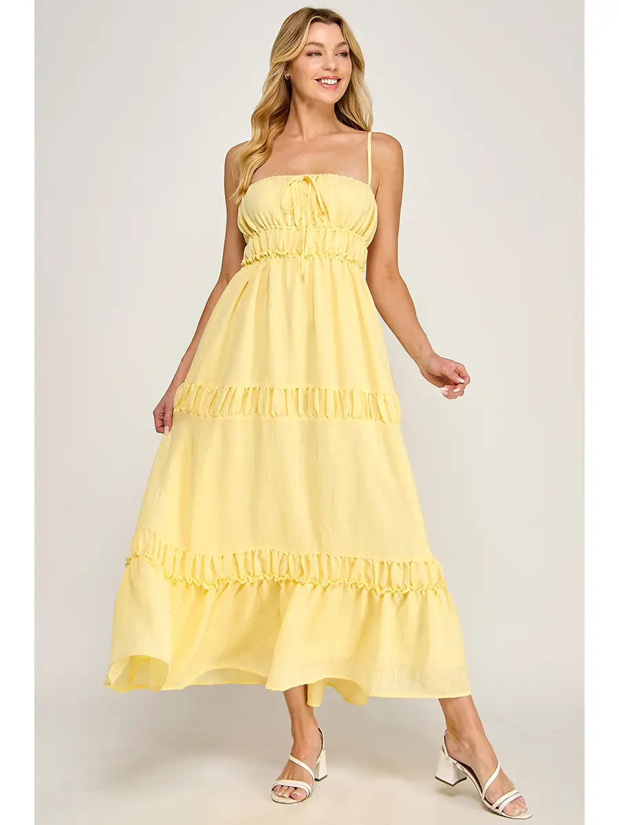 Crinkle Gauze Straps Maxi Dress
