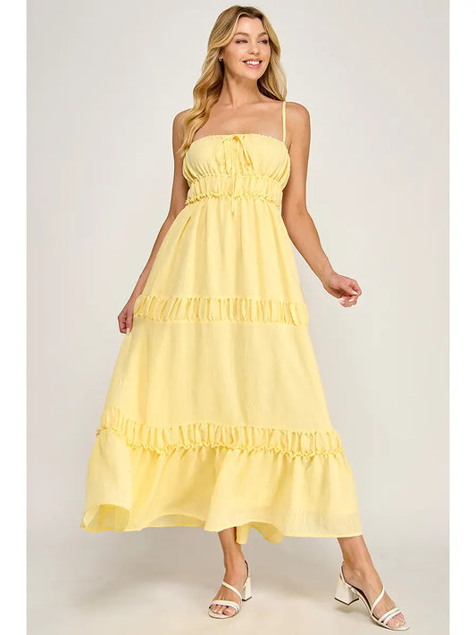 Crinkle Gauze Straps Maxi Dress