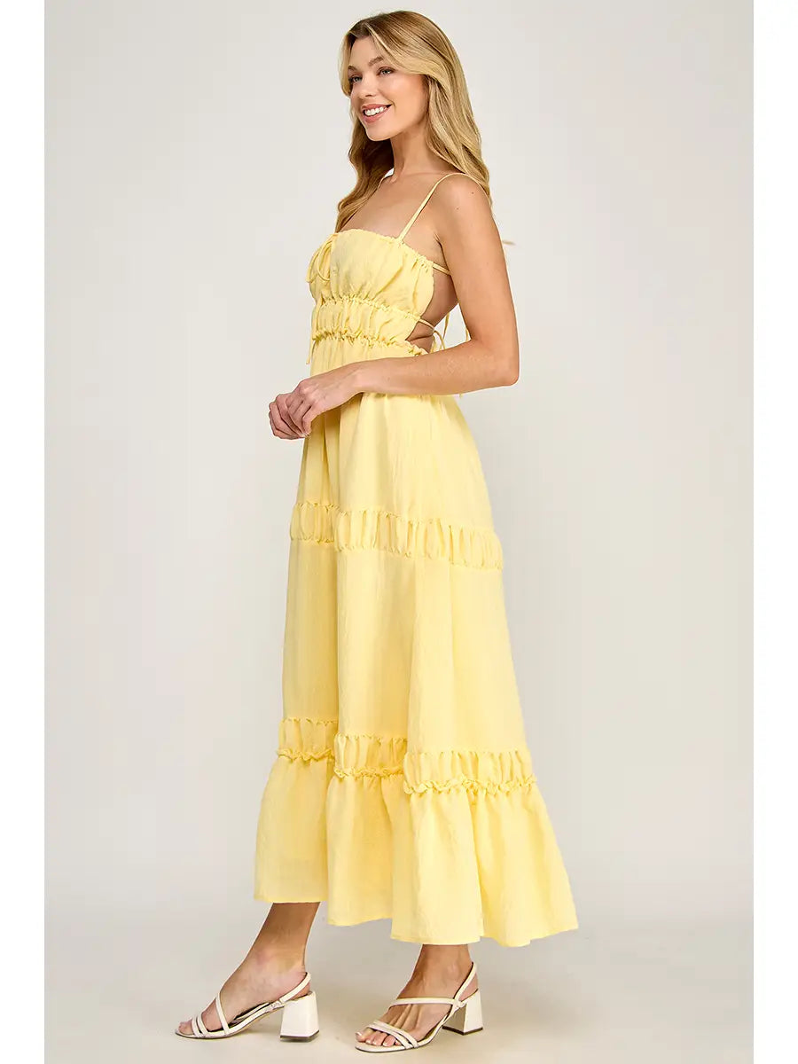 Crinkle Gauze Straps Maxi Dress