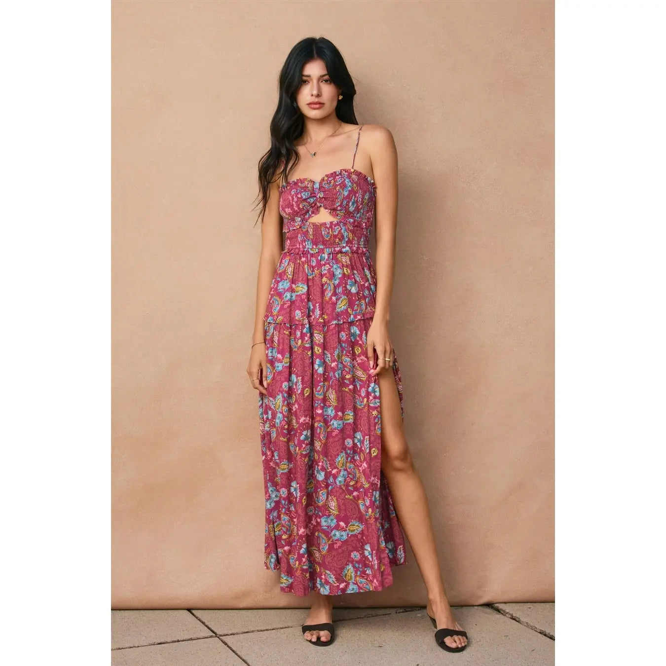In My Feelings Cutout Smocked Maxi Dress