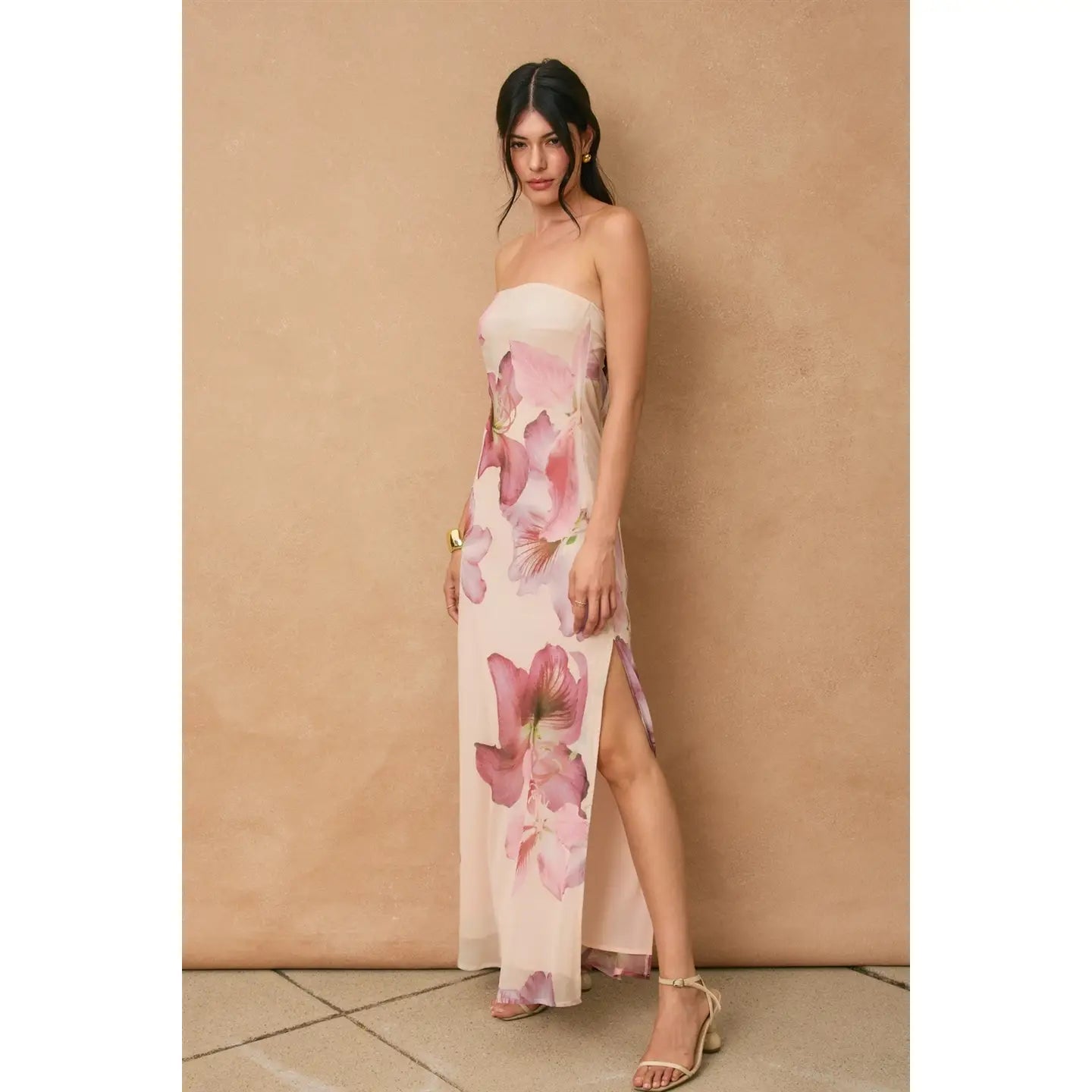 Bloomlight Strapless Tie Back Maxi Dress