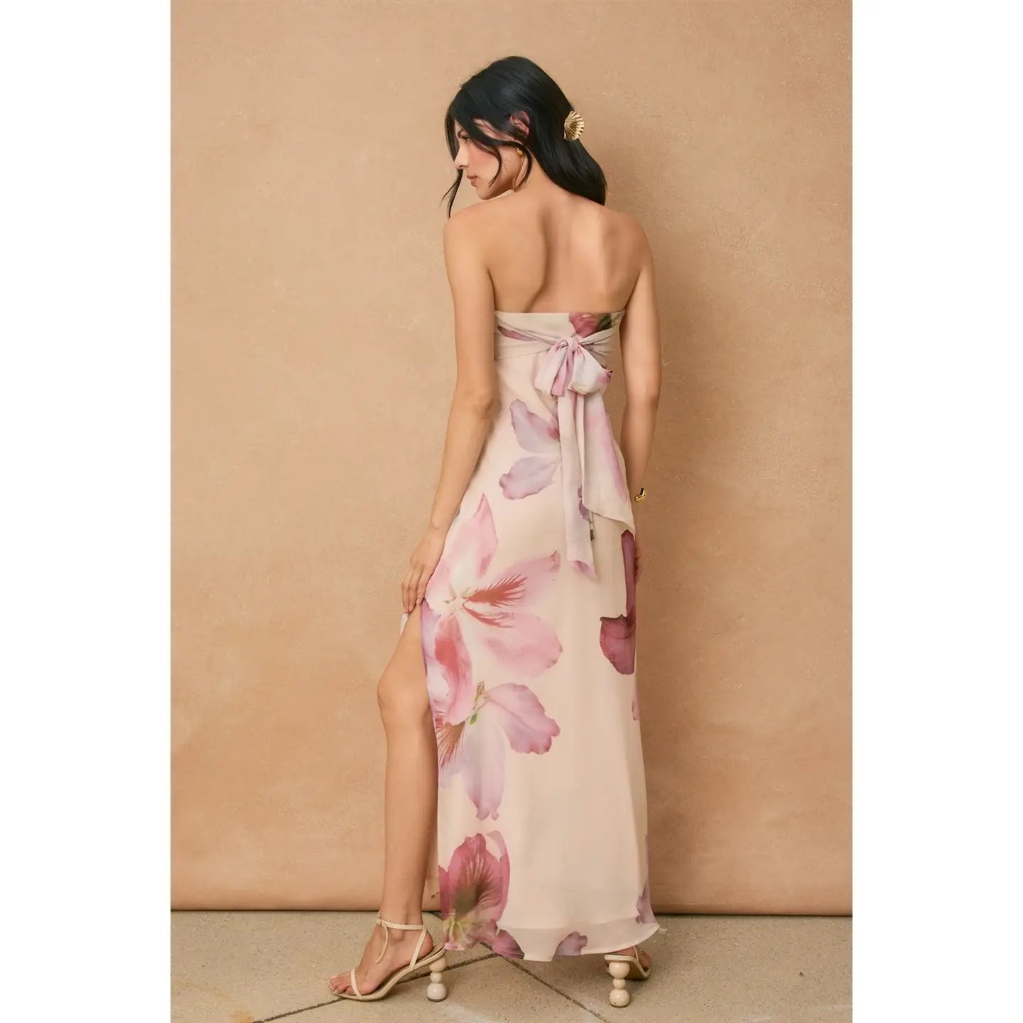Bloomlight Strapless Tie Back Maxi Dress