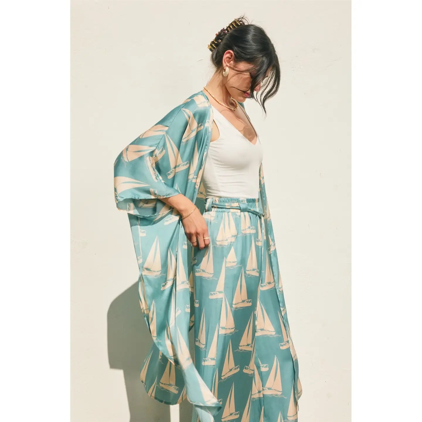 Coastal Reverie High Slits Kimono Duster