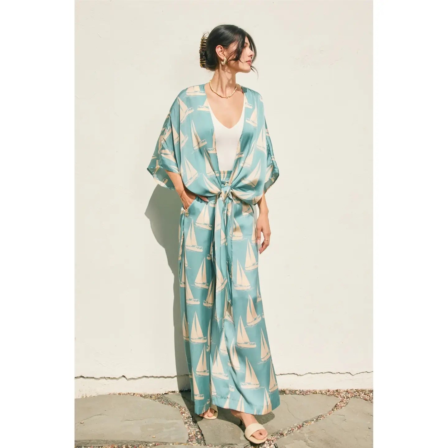 Coastal Reverie High Slits Kimono Duster